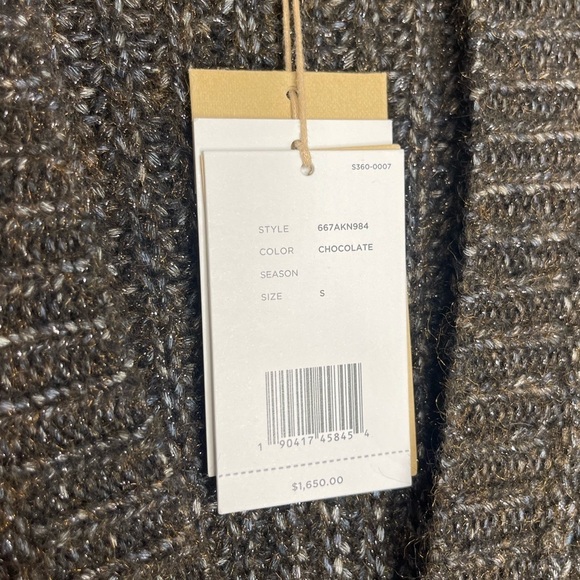Michael Kors Collection Metallic Ruffle Cardigan Chocolate Brown Size S NWT - Picture 11 of 13